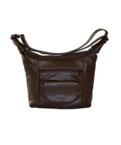 Adjustable Shoulder Straps ladies Handbag Leather - Dark Brown