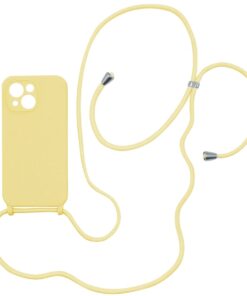 Adjustable Silicone Shockproof Crossbody iPhone 13 Cover - Yellow