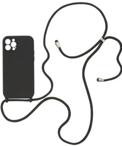 Adjustable Silicone Shockproof Crossbody iPhone 13Pro Cover - Black