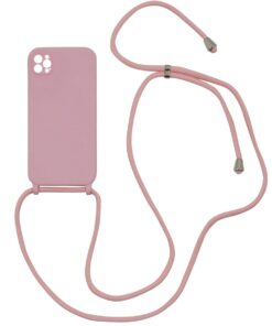Adjustable Silicone Shockproof Crossbody iPhone 13Pro Cover - Pink