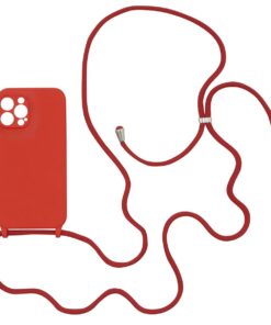 Adjustable Silicone Shockproof Crossbody iPhone 13Pro Max Cover - Red