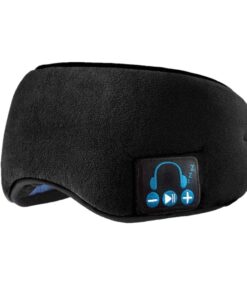 Adjustable Soft Cotton Sleep Eye Mask with Bluetooth Headphone - Black