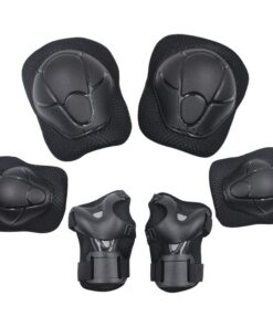 Adjustable Sports Protective Gear Guards Set for Kids-Pack of 6(Black)