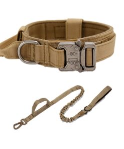 Adjustable Tactical Dog Collar & Leash - Mud Colour - L