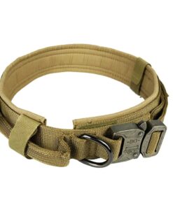 Adjustable Tactical Military Dog Training Collar with Metal Buckle - Brown