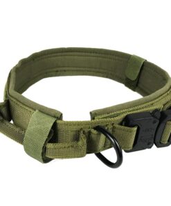 Adjustable Tactical Military Dog Training Collar with Metal Buckle - Green