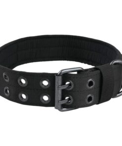 Adjustable Tactical Nylon Dog Training Collar with Metal Buckle - Black