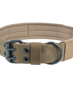 Adjustable Tactical Nylon Dog Training Collar with Metal Buckle - Brown