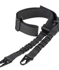 Adjustable Tactical Two Point Bungee Rifle Gun Sling Strap - Black