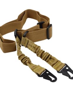 Adjustable Tactical Two Point Bungee Rifle Gun Sling Strap - Tan