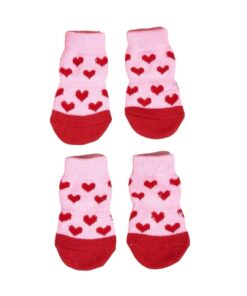 Adorable Heart Print Pet Socks - 2 Pairs For Cats And Dogs