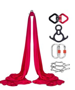 Aerial Swing Fly Yoga Hammock With Full Rigging Hardware - Red