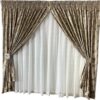 AF IMPEX Designs Brown, Gold Velvet Abstract Curtain Taped - 500w x 240