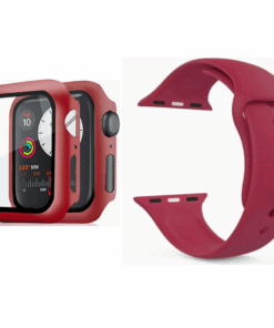 AFR Watch Silicon Strap+ PC Case for Apple watch Series 1/2/3/4/5 42mm - wine Red