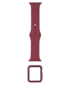 AFR Watch Silicon Strap+ PC Case for Apple watch Series 7 41mm - wine Red