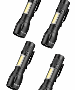 AICOM Rechargeable Mini Torch with Zoom Function (4 Pack)