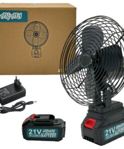 Al&Afa 8" Heavy Duty Metal Portable Desk Fan & 2 Li-Ion Battery Packs