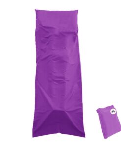 Alanes Ultralight Sleeping Bag Liner With Storage Bag for Travel - Purple