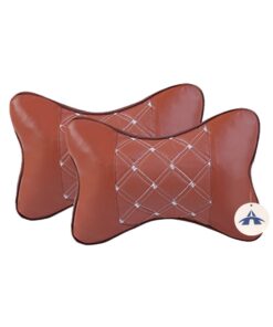 Alanes Universal Car Seat Head Neck Rest Support Pillow - Set of 2 - Brown