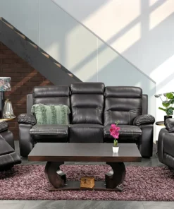 Alaska 3 Piece 3 Action Lounge Suite, Dark Brown PU