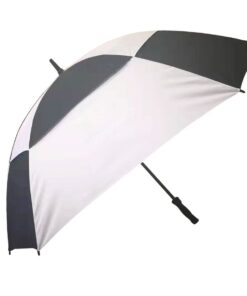 Alice Umbrella Golf Manual Open Fibreglass Frame Rubberised Handle - Black & White