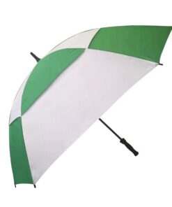 Alice Umbrella Golf Manual Open Fibreglass Frame Rubberised Handle - Emerald & White