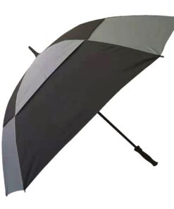 Alice Umbrella Golf Manual Open Fibreglass Frame Rubberised Handle - Grey & Black