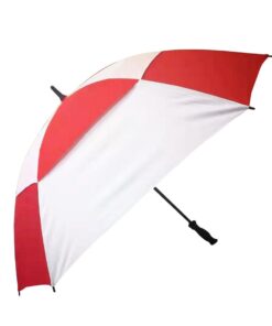 Alice Umbrella Golf Manual Open Fibreglass Frame Rubberised Handle - Red & White