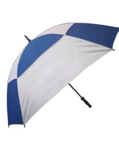 Alice Umbrella Golf Manual Open Fibreglass Frame Rubberised Handle - Royal & White