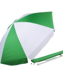 Alice Umbrellas 2M Beach Umbrella with Carry Bag - Emerald & White