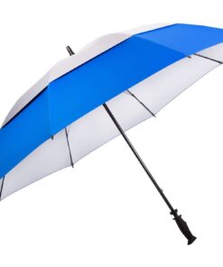 Alice Umbrellas Double Layer Windproof Fibreglass Golf - Silver & Royal