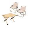 All-in-One Outdoor Picnic Camping Rollable Table with 2 Director Armchair - Brown
