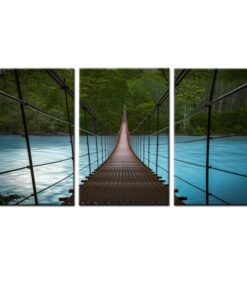 ALPHA 2024 Set of 3 Medium Canvas wall art deco-Bridge in the deep forest