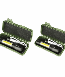 Aluminium Alloy USB Rechargable Mini Torch with Zoom Function - 2 set