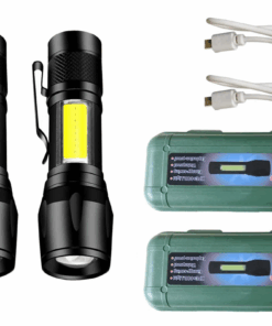 Aluminium Alloy USB Rechargeable Mini Torch with Zoom Function (2 Pack)