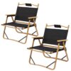 Aluminium Folding Camping Chair Outdoor Picnic Director Armchair, Set of 2 - Black