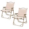 Aluminium Folding Camping Chair Outdoor Picnic Director Armchair, Set of 2 - Khaki