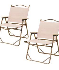 Aluminium Folding Camping Chair Outdoor Picnic Director Armchair, Set of 2 - Khaki