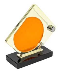 Aluminium Trophy with Orange Perspex on Black Base