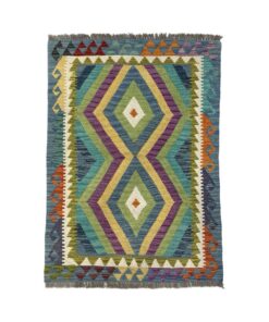 Aman Persian Hand Knotted Colourful Afghan Kilim - 138 x 91 cm