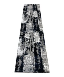 Aman Rugs Abstract Style Machine Made Passage Runner - Grey Navy - 300 x 80