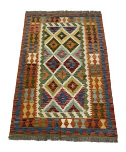 Aman Rugs Hand Knotted Colourful Afghan Choubi Kilim - 145 x 100 cm