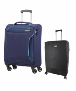 American Tourister Holiday Heat 67cm Check-in Spinner + Voss Luggage Cover - Navy