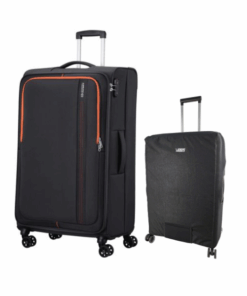 American Tourister Sun Seeker 68cm Check-in Spinner with Voss Luggage Cover - Charcoal Gray