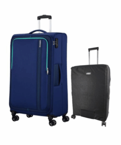 American Tourister Sun Seeker 68cm Check-in Spinner with Voss Luggage Cover - Combat Navy