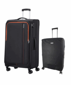 American Tourister Sun Seeker 80cm Check-in Spinner with Voss Luggage Cover - Charcoal Gray