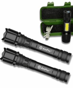 Ampro 2000 Lumen Cree Flashlight 2 Pack and Torch