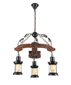 Anchor Style Iron - Wood and Glass Pendant Light FS-CD3 - EMS