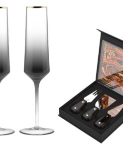 Andy Cartwright Afrique Dusk Champagne Glasses & "I am SA" Cheese Set
