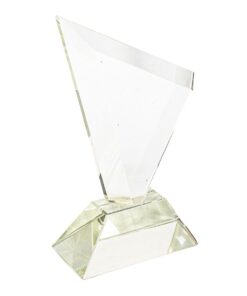 Angled Clear Glass Finish Award Trophy on Base in Gift Box (23x15cm)